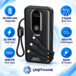 XKIN 20.000 mAh 22.5W Hızlı Şarjlı Dahili Kablolu Powerbank