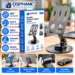 Çeşithane  360° Döner Metal Telefon ve Tablet Standı – Katlanabilir Ayarlanabilir Masaüstü Tutucu