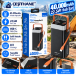 Çeşithane PW-142 40.000mAh Powerbank – 22.5W Hızlı Şarj, Dahili Type-C Kablo, LCD Ekranlı Taşınabilir Şarj Cihazı