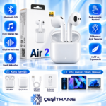 Çeşithane Air 2 Bluetooth 5.0 Silikonsuz Kablosuz Kulaklık – Hi-Fi Stereo Ses