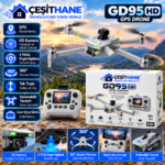 ÇEŞİTHANE GD95 HD GPS Drone – 4 Yönlü Engel Algılama, HD Kamera, Ekranlı Kumanda ve Katlanabilir Tasarım