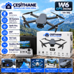 ÇEŞİTHANE W6 GPS Drone – HD Kameralı, 90° Ayarlanabilir Kamera, Optik Akışlı, Katlanabilir Kumandalı Drone