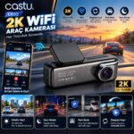 Çeşithane Castu CK02 2K Ultra HD WiFi Araç Kamerası – Gece Görüşü, Park Modu ve Döngüsel Kayıt