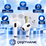 Çeşithane 3. Nesil ANC Kablosuz Bluetooth Kulaklık – Silikonsuz, Beyaz