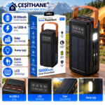 Çeşithane PW-19 50.000mAh Solar Powerbank – 4 USB Çıkışlı, LCD Göstergeli, Kamp Işıklı Taşınabilir Şarj Cihazı