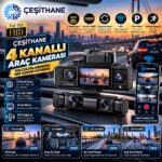 Çeşithane 4 Kanallı Full HD 1080P WiFi Araç Kamerası – Ön, İç, Sağ ve Sol Kayıt
