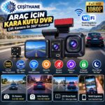 Çeşithane Full HD 1080P Çift Kameralı Araç İçi DVR – Ön Arka Kamera, WiFi, G-Sensör ve Gece Görüşü