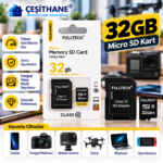 Çeşithane FULLTECH FD4 32GB Micro SD Hafıza Kartı – Class 10, SD Adaptörlü