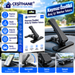 Çeşithane FULLTECH FHD8 Kaymaz Katlanabilir Araç İçi Telefon Tutucu – Torpido Üstü Ayarlanabilir Stand