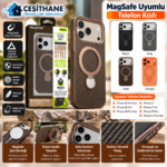 Çeşithane FTPC6 iPhone 15, 16 ve 17 Serisi Uyumlu MagSafe Destekli Karbon Desenli Telefon Kılıfı – Yüzük Standlı, Kamera Korumalı
