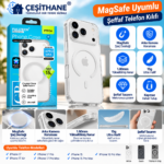 Çeşithane FTPC4 iPhone 15, 16 ve 17 Serisi Uyumlu MagSafe Destekli Şeffaf Telefon Kılıfı – Ultra Hafif, Kamera Korumalı