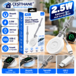 Çeşithane  2.5W Manyetik Kablosuz Akıllı Saat Şarj Cihazı – USB-C Girişli Taşınabilir Şarj Aleti