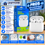 Çeşithane PRO5 Bluetooth Kablosuz Kulak İçi Kulaklık – iOS ve Android Uyumlu, Hi-Fi Ses, Dokunmatik Kontrol, Beyaz
