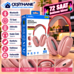 Çeşithane  Pro Max Bluetooth Kablosuz Kulak Üstü Kulaklık – Katlanabilir, Mikrofonlu, 200 mAh, Pembe