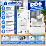 Çeşithane RD6 Pro 3 Bluetooth 5.4 Kablosuz Kulak İçi Kulaklık – IPX4, Dokunmatik Kontrol, Kablosuz Şarj, Beyaz