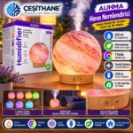 Çeşithane AUS-14 Ay Görünümlü Hava Nemlendirici – 120 ml, 7 Renk LED Işıklı, USB Aromaterapi Difüzörü