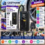 Çeşithane AUHMA A7777 Şarjlı Dijital Lastik Hava Pompası – 150 PSI, 4000 mAh, LCD Ekranlı, LED Işıklı