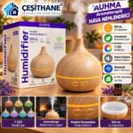 Çeşithane AUHMA AUS-01 500 ml Ultrasonik Aroma Difüzör Hava Nemlendirici – 7 Renk LED Işıklı, Ahşap Desenli