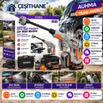 Çeşithane AUHMA ACR-08 Şarjlı Basınçlı Araç Yıkama Makinesi – 21V, Çift Bataryalı, 5.5 Metre Hortumlu, Köpük Aparatlı