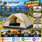 Çeşithane Otomatik Kurulumlu Kamp Çadırı – Çift Astarlı, Havalandırmalı, Taşıma Çantalı, 200x150x120 cm