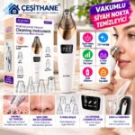 Çeşithane AUHMA AMR-01 Vakumlu Siyah Nokta Temizleyici – 5 Başlıklı, 3 Kademeli, LCD Ekranlı, Şarjlı Cilt Bakım Cihazı