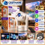 Çeşithane Android Akıllı LCD Projeksiyon Cihazı – 4K UHD Destekli, Otomatik Odaklama, WiFi, Taşınabilir Projektör