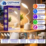 Çeşithane AUHMA AP-8 24 LED Dokunmatik Masa Lambası – 3 Renk Işık, Esnek Gövde, Kalemlikli ve Klipsli Tasarım
