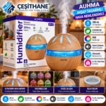 Çeşithane 300 ml Ahşap Görünümlü Hava Nemlendirici – RGB LED Işıklı Aromaterapi Difüzörü