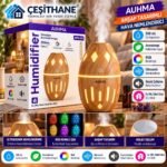 Çeşithane 300 ml Ahşap Görünümlü Hava Nemlendirici – RGB LED Işıklı Aromaterapi Difüzörü