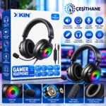 XKIN XK-HP9 RGB Oyuncu Kulaklığı – Mikrofonlu, Surround Ses ve Type-C Bağlantı
