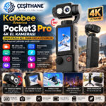 Çeşithane Kalobee America Pocket3 Pro 4K El Kamerası – 180° Döner Lens, 2 İnç Dokunmatik Ekran, AI Takip