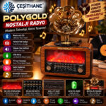 Çeşithane Polygold Nostaljik Gramofon Radyo – Bluetooth 5.0, FM/AM/SW, USB, TF Kart ve LED Şömine Efektli