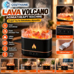 Çeşithane Lava Volcano USB Volkan Efektli Aroma Difüzörü – Himalaya Tuz Taşlı LED Nemlendirici